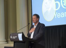 Michael Dal Zotto, ISSI fellow speaking at lectern. 