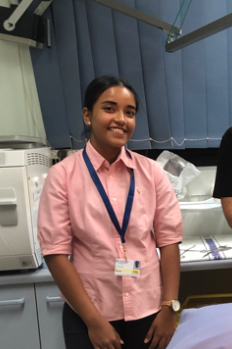 Tara Cherian, JCU scholar during work experience placement