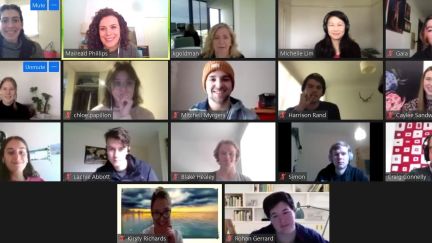 Screenshot of Zoom meeting with GAF 2020 scholars