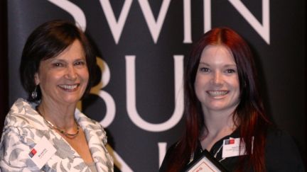 GAF CEO next to young Swinburne GAF scholar