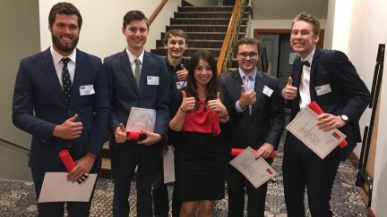 Nicole Bortone with five male Swinburne scholars