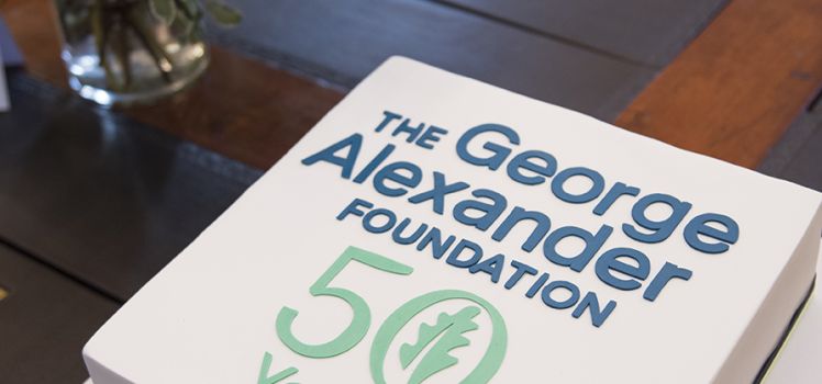 Cake with The George Alexander Foundation's 50th Anniversary commemorative logo