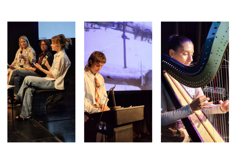 Snapshots from the ISSI Forum, including presentations, panel discussions and a harp performance.